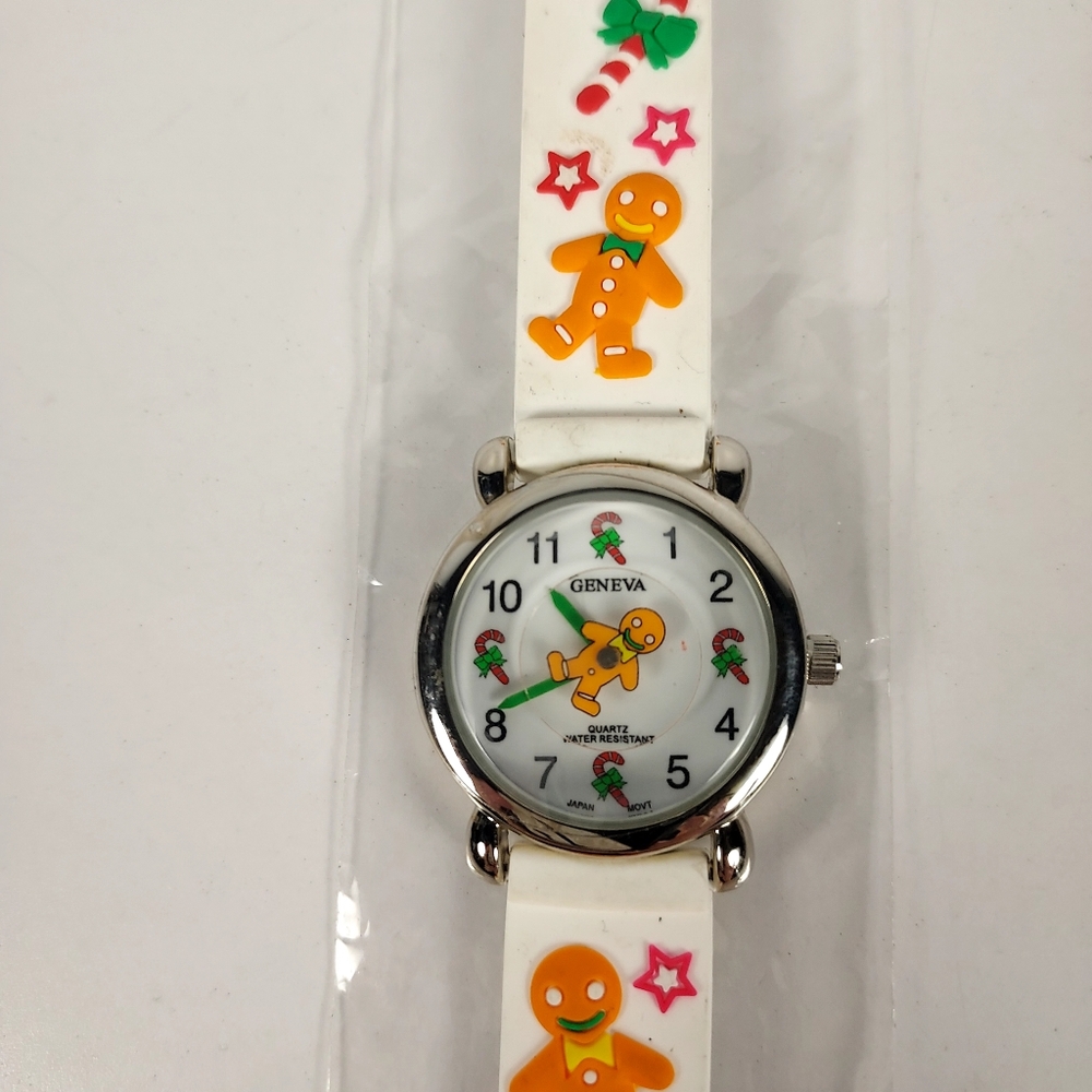 Geneva Kids Gingerbread Man Watch - White and Orange